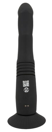 Черный вибратор с поступательными движениями G and P-Spot Thrusting Vibrator - 23 см.